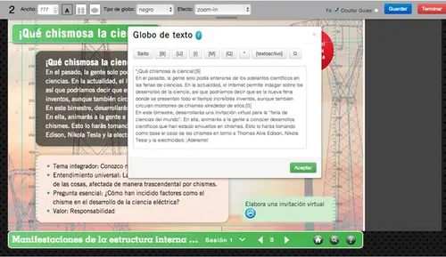 Editor de la plataforma de secuencias didácticas